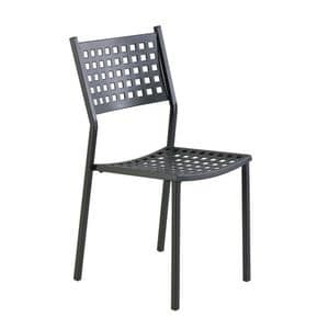 2043, Outdoor chair in galvanized iron, perforated seat and back