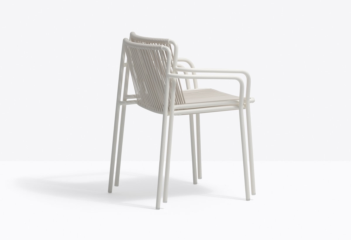 3665 Tribeca, Stackable chair with armrests for outdoor use