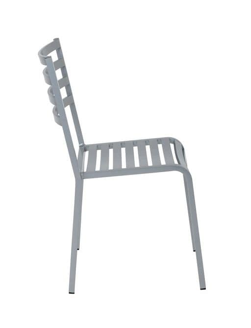 Art.Macrì Outdoor chair, Metal chair for outdoor furnishing, horizontal slats