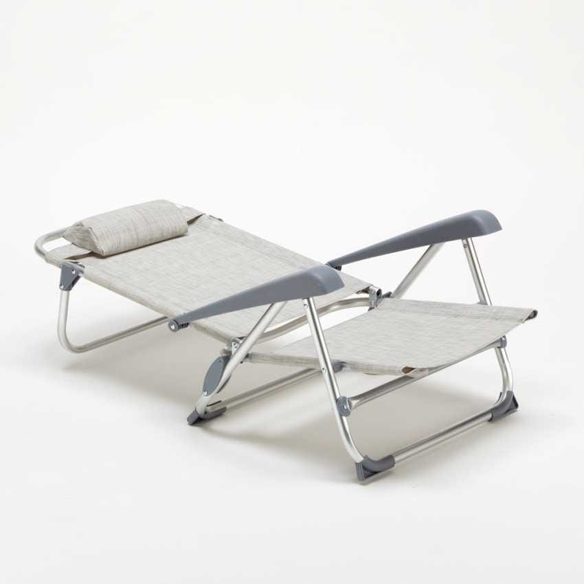 Folding Beach Chair With Armrests, Aluminium Reclining Folding Chair With Footrest