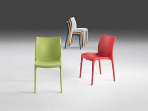 Brio, Stackable chair in plastic for indoor and outdoor use