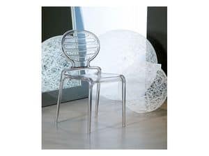 Cokka chair, Modern chair in polycarbonate, stackable, also for outdoor