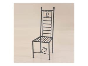 D&D, Wrought iron chair for outdoor use, with high backrest