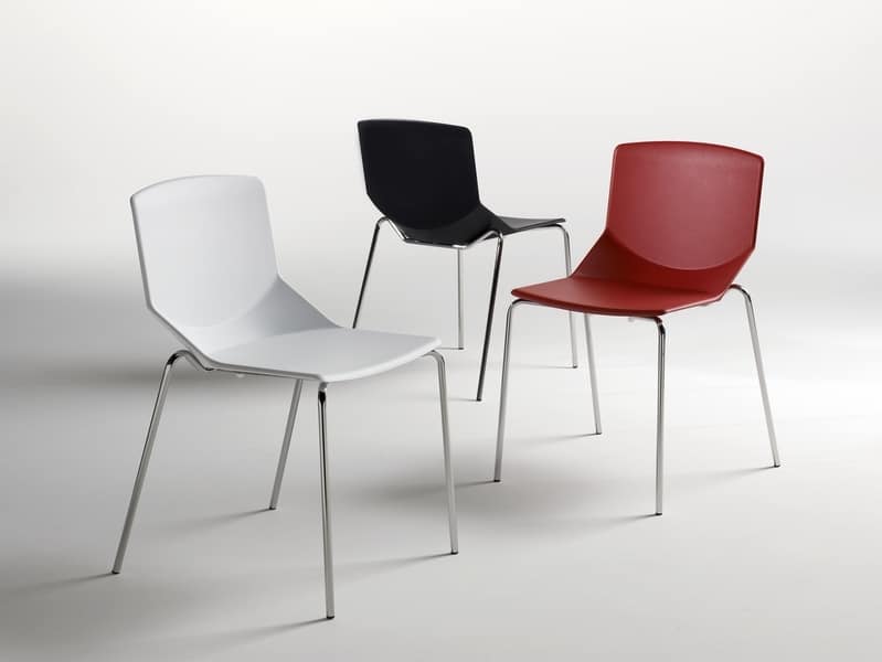 Formula tech 4L, Stackable chair, colored polyurethane seat and backrest, suitable for use indoors and outdoors