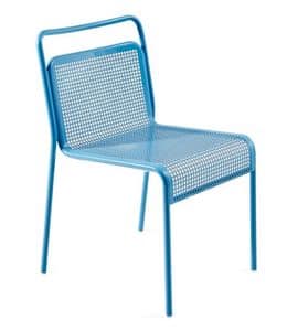 Kenny chair, Chair in painted steel, trafored shell, for outside