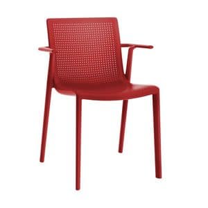 Kirama - P, Chair with armrests, stackable, in polypropylene, for bars