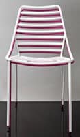 Link, Stackable metal chair with horizontal lines motif