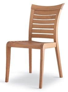 Mirage side chair, Wooden chair with Horizontal slats, for outdoors