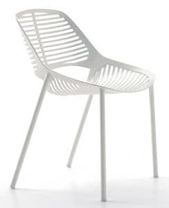 Niwa 881 Chair, Aluminum chair, with horizontal motif, for outdoor