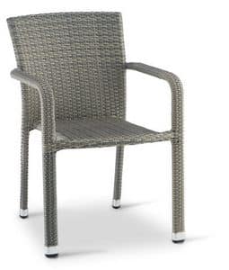 PL 730, Chair with armrests in woven aluminum, for outdoors