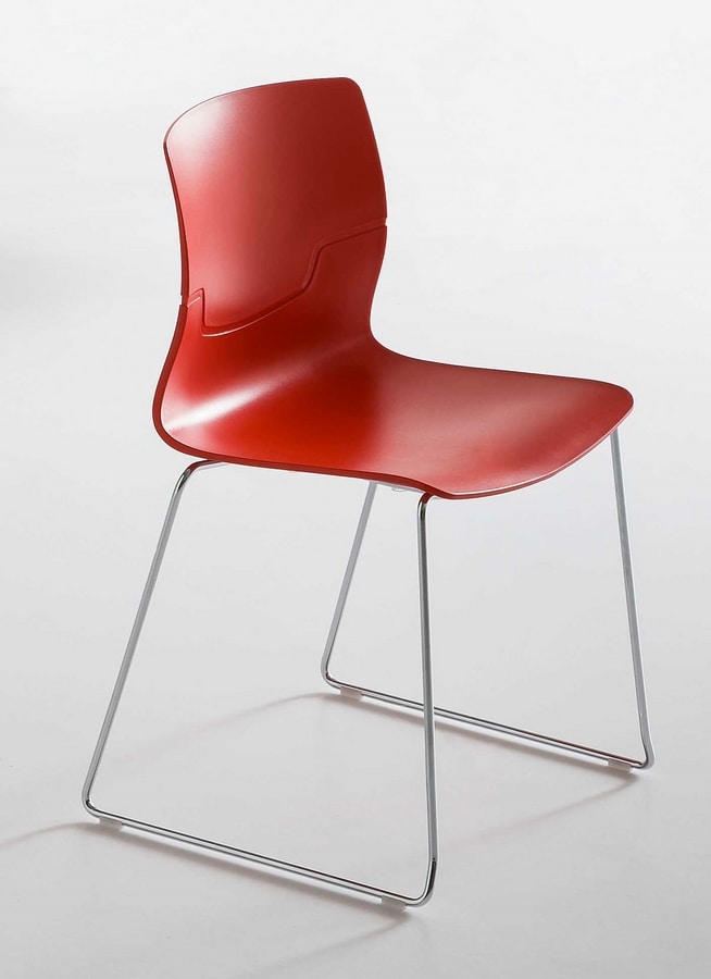 Slot Fill S, Design chair with sled base in chrome metal