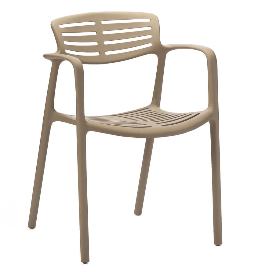 Teresa, Chair with polypropylene armrests for indoor and outdoor use