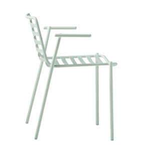 Trampoliere P EX, Outdoor chair with armrests, in painted steel