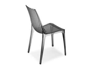 Tricot chair, Chair in transparent polycarbonate, for interior and exterior
