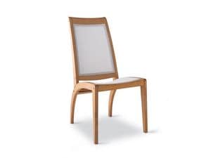 Wave side chair - textilene, Chair in wood and plastic, for outdoor use