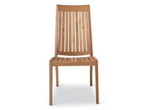Wave side chair, Resistant wooden chair, backrest with vertical slats
