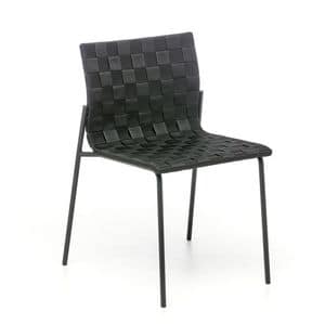 Zebra, Steel chair with interwoven polypropylene, also for outdoors