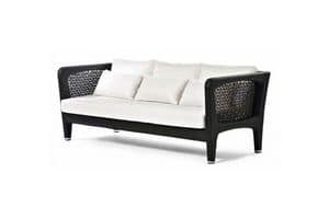 Altea sofa, Large outdoor sofa, with synthetic fiber weaving