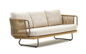 Babylon sofa 3p, Sofa 3 places in aluminum and synthetic rope, for external