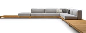 Barcode modular sofa, Sectional sofa made of solid wood, with upholstered elements