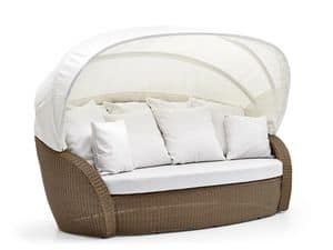 Bolero day-bed, Wicker sofas, with sunshade, for terraces and beach bars