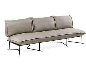 Colorado divano 3P, Large sofa for outdoor, metal steel base, with comfortable pillows