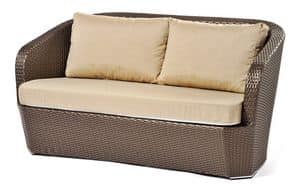 Gardenia sofa 2p, Sofa in woven plastic, aluminum base, for external use