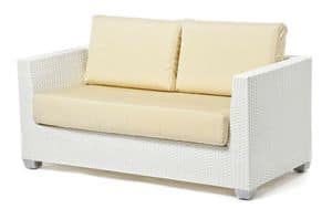Giada sofa 2p, Sofa in hand-woven plastic, for bathing areas