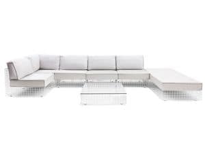 Grid modular sofa, Modular sofa, for outdoors, in painted steel