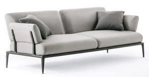 Joint 3 seater sofa, 3 seater sofa in aluminum, with cushions, for gardens