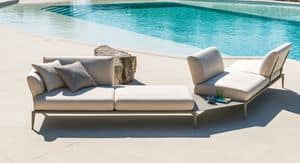 Joint comp.3, Modular sofa for swimming pool, with coffee table