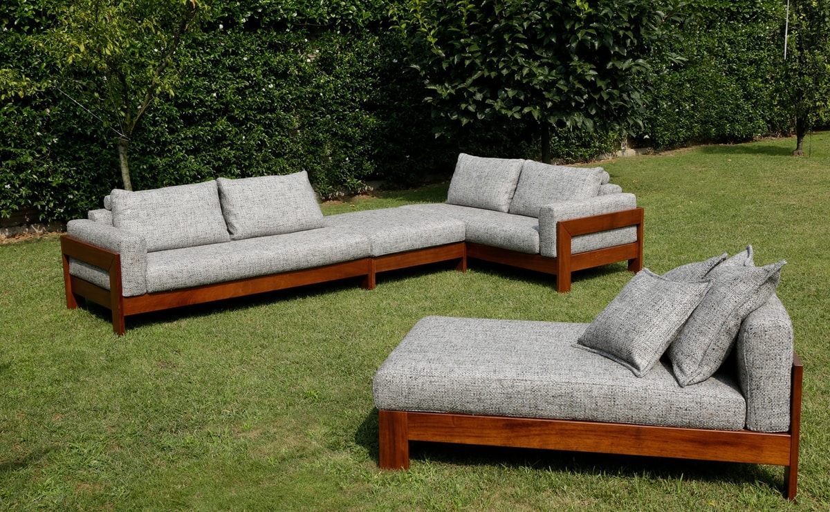 Kuba Outdoor, Modular sofa in wood for outdoors