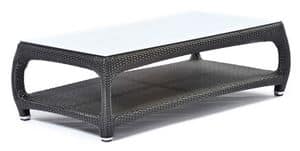 Altea coffee table 2, Low table in woven plastic, for gardens