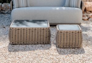 AURA T, Woven coffee tables for outoor use