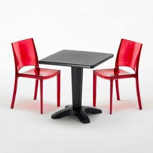 Chairs and bar outer polycarbonate table Caff  SET2SZCAFF, Bar table with column fillable with sand