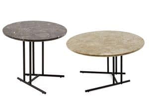 Belt coffee table 2, Round small table, with painted steel base, for outdoors