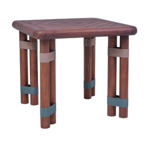 Lignes 04I5, Square outdoor coffee table in teak wood