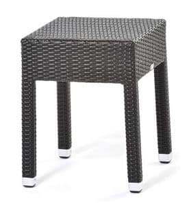 Lotus side table1, Coffee table in woven synthetic fiber, for outdoor use
