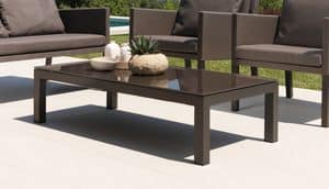 Step STPTC1, Coffee table with glass top, for outdoors