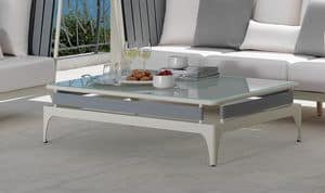 Stripe STITC, Coffee table with glass top, for gardens