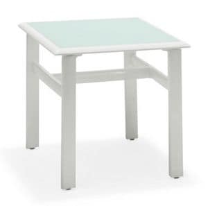 Victor side table 2, Coffee table in painted steel, top in satin glass