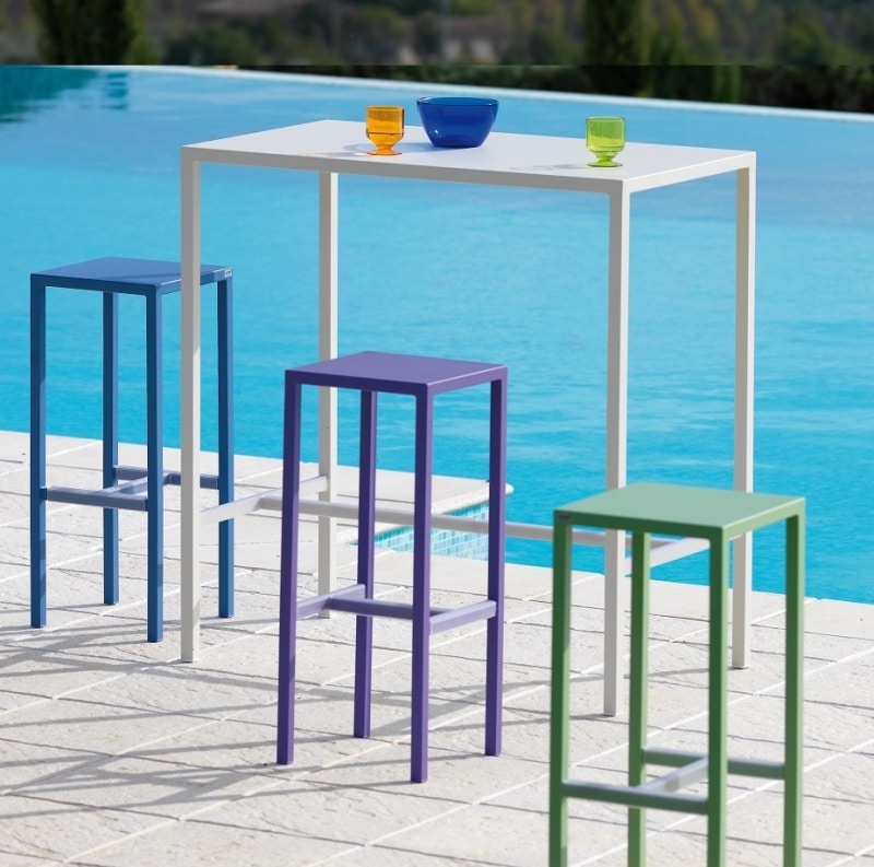 Seaside, Outdoor stool in galvanized steel