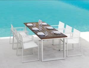 Essence ESSTP, Dining table with wooden top, for outdoor