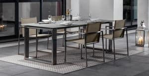 Essence ESSTPI, Dining table for outdoor, with glass top