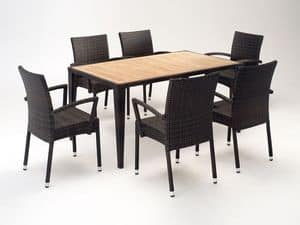 FT 2025.160 - London, Table and chair with armrests, various colors, for outdoors