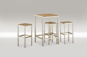 FT 708, Square high table, in aluminum and techno-wood