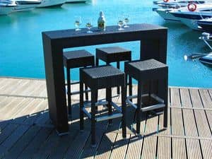 Insula bar 1 black, Water-resistant table Swimming pool