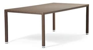 Lotus table 2, Aluminum table covered with woven fiber, for gardens