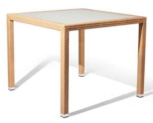 Lotus table 1, Table in woven fiber and aluminum, for marine areas