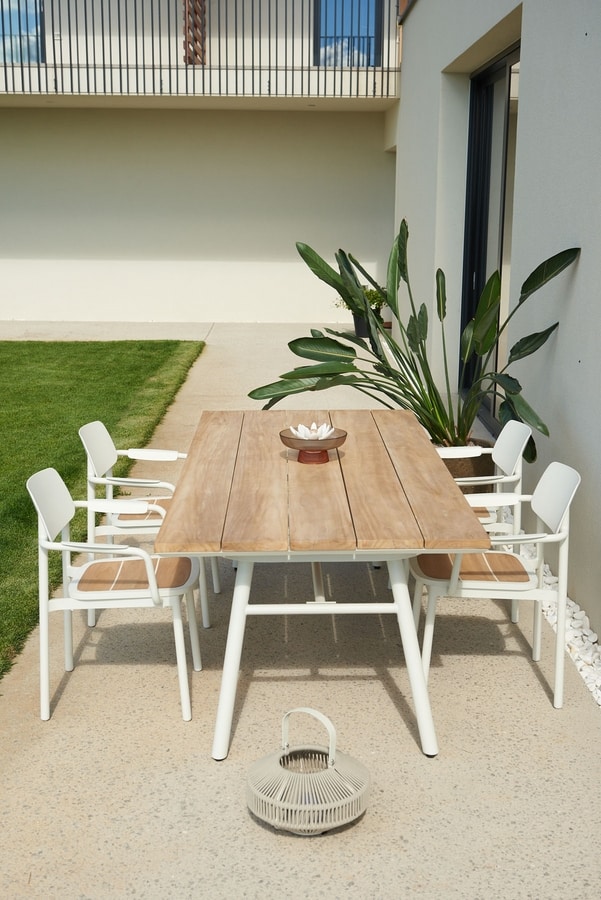 MANILA TEAK, Garden table in aluminum and teak